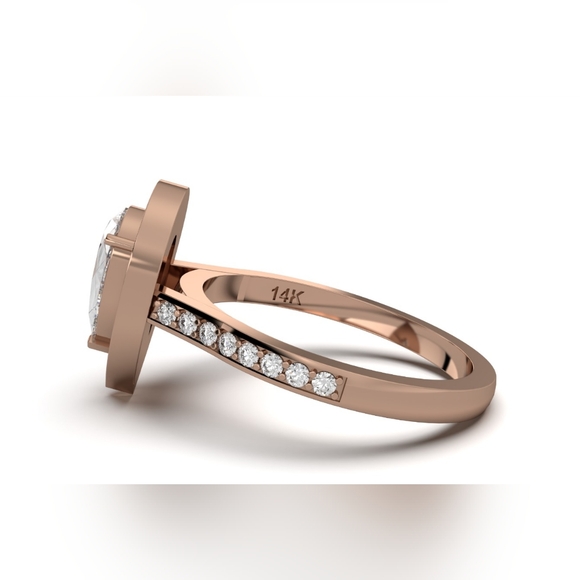 Hand-made Pear Diamond Ring with Rose Gold Setting IGI Certified Size 7 - Picture 3 of 7